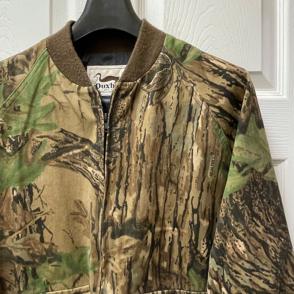 Vintage Duxbak RealTree Jacket Adult L Brown Canvas Camo USA Made Hunting Men
